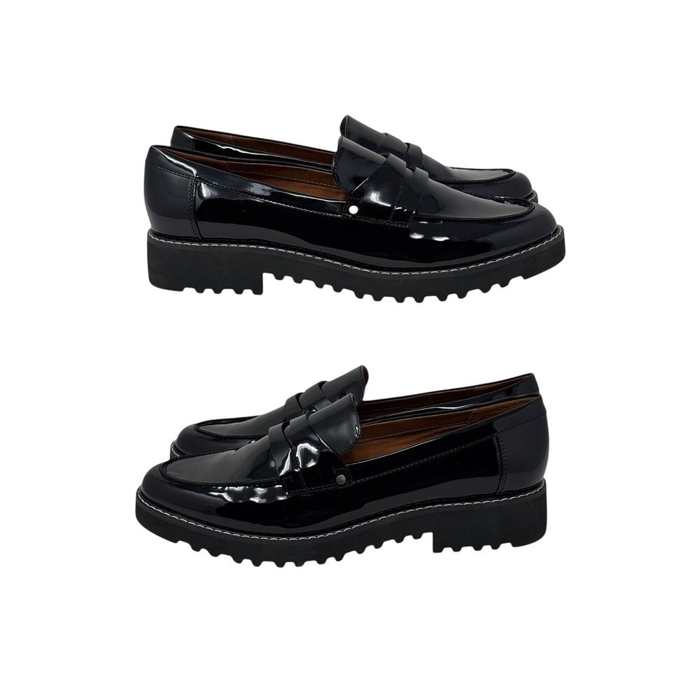 Franco Sarto Women's Cassandra Black Platform Penny Loafers NWOB Size 10